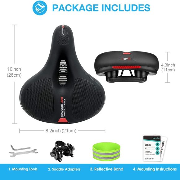 Oversized Bike Seat Cushion Comfort Memory Foam Padded Universal Fit Bicycle - Picture 3 of 9